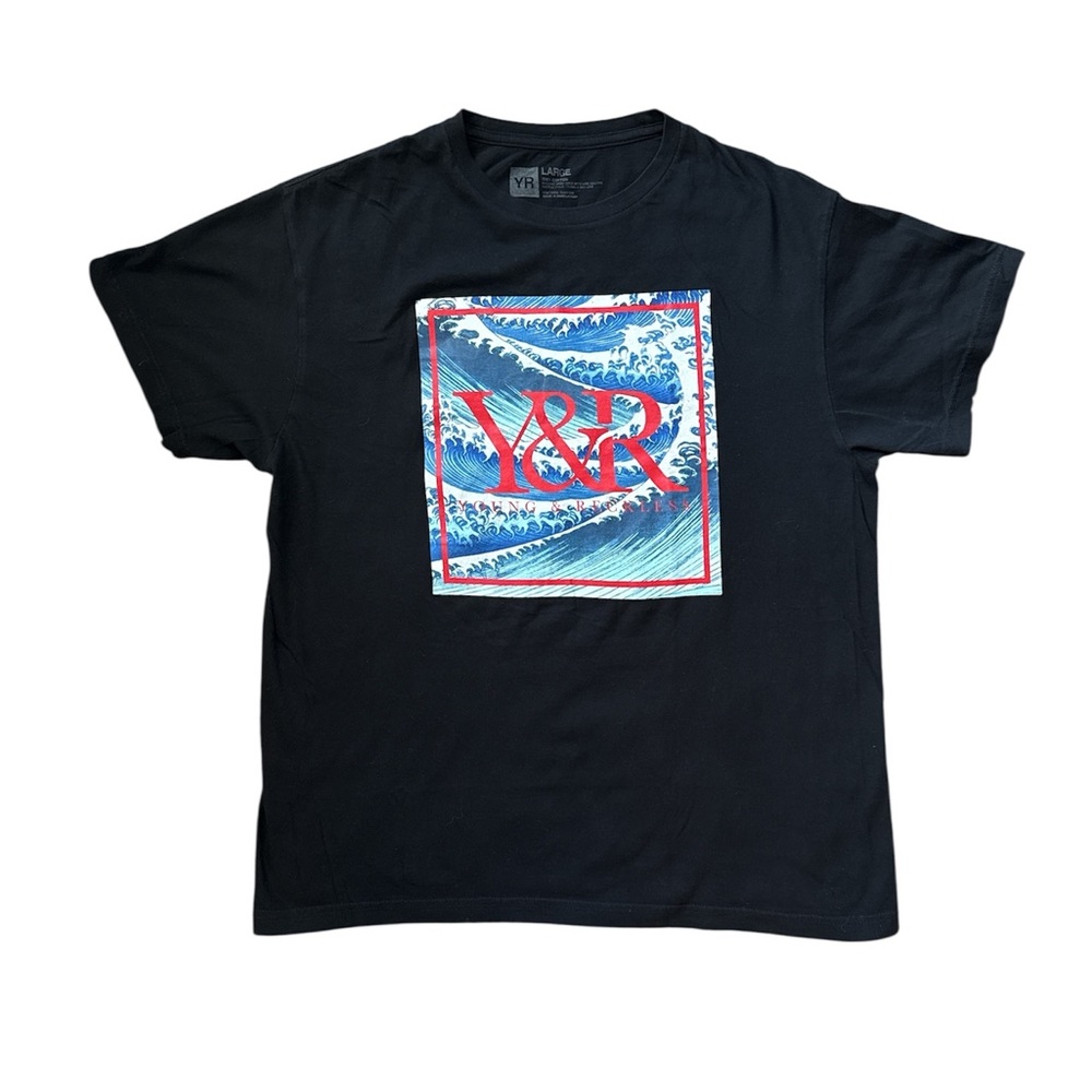 Young & Reckless Black Tee with Blue and Red Graphic